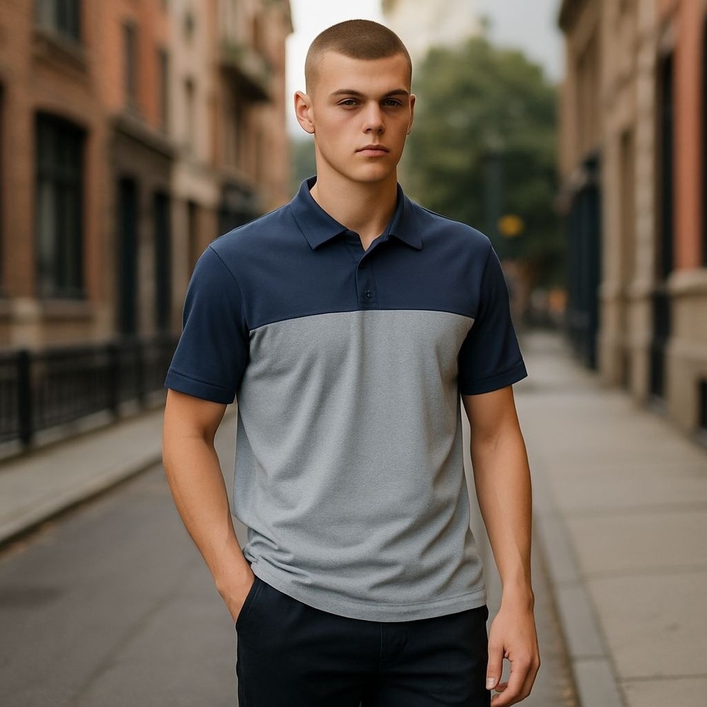 Nike Golf Dri-FIT Polo Shirt Mens Large L Two Tone Blue Gray Athletic